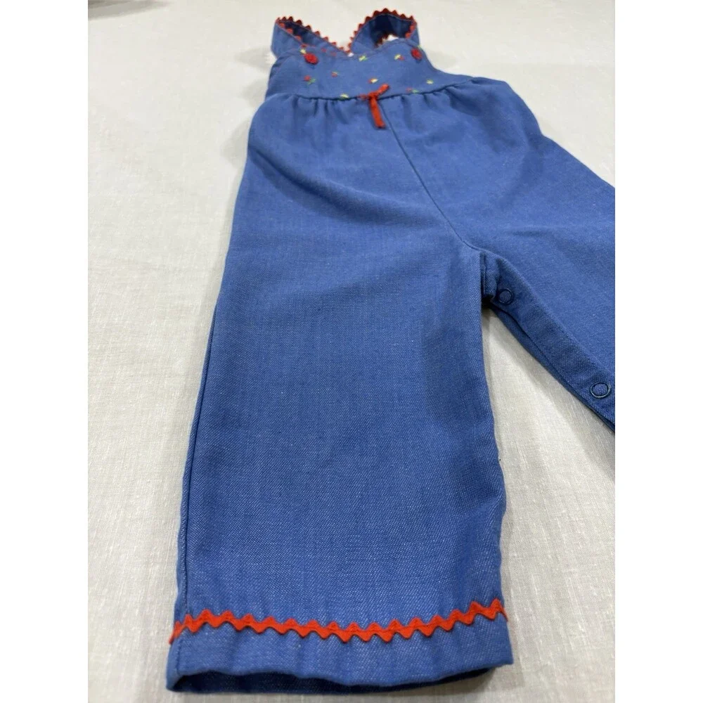 Vintage Carters Baby Girl Floral Embroidered Overalls Size 18 Months